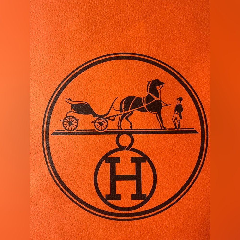 Hermès Large Orange Shopping Gift Bag Brown Handles Made in Spain Designer New